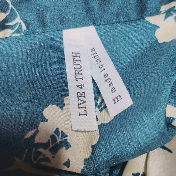 Live 4 Truth Sz M Blue Wrap Around Halter Top Satin Floral - Picture 4 of 6